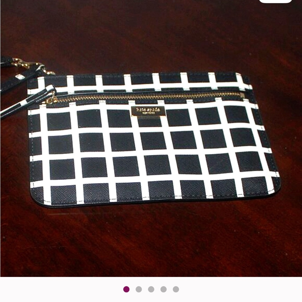 Kate Spade Black and White Grid Wristlet